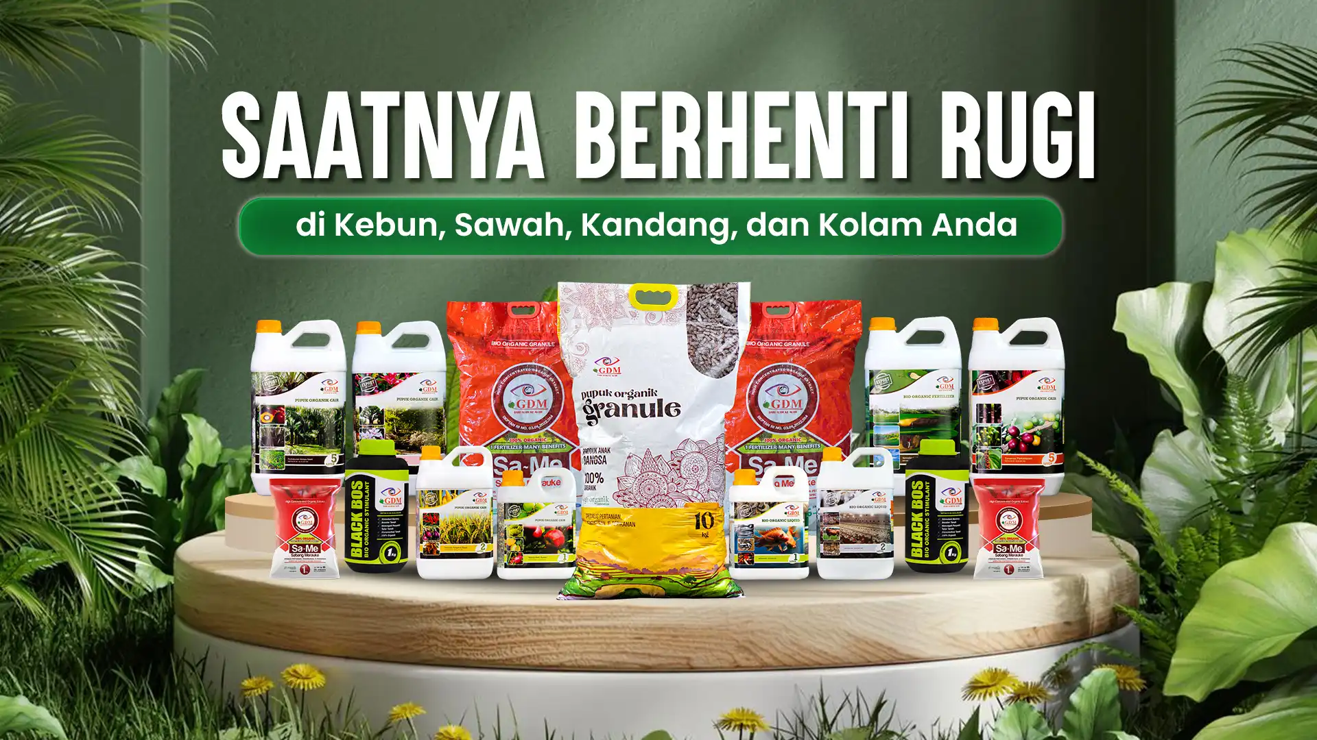 Banner Desktop Pupuk dan Suplemen Organik Cair GDM - Saatnya Berhenti Rugi di Sektor Agribisnis