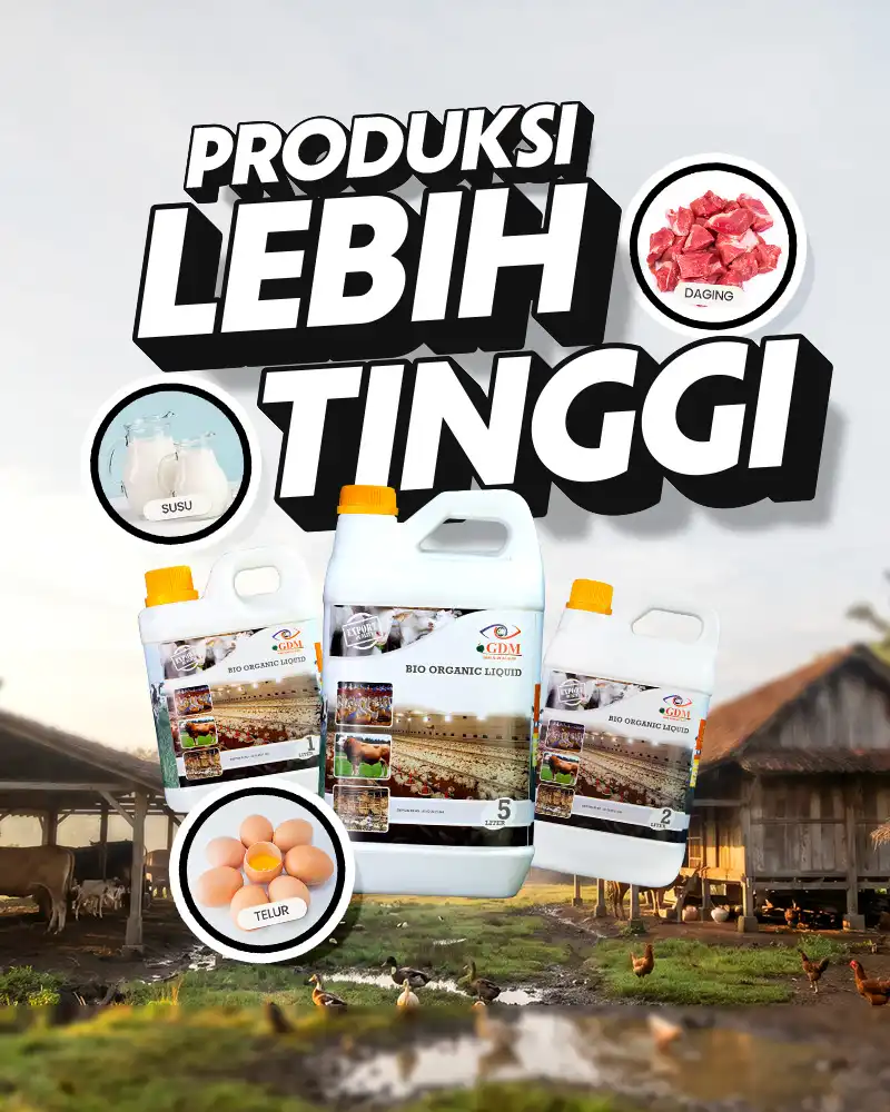 Banner Mobile Suplemen Organik Cair GDM Spesialis Peternakan - Produksi Daging, Susu, & Telur Lebih Tinggi.webp
