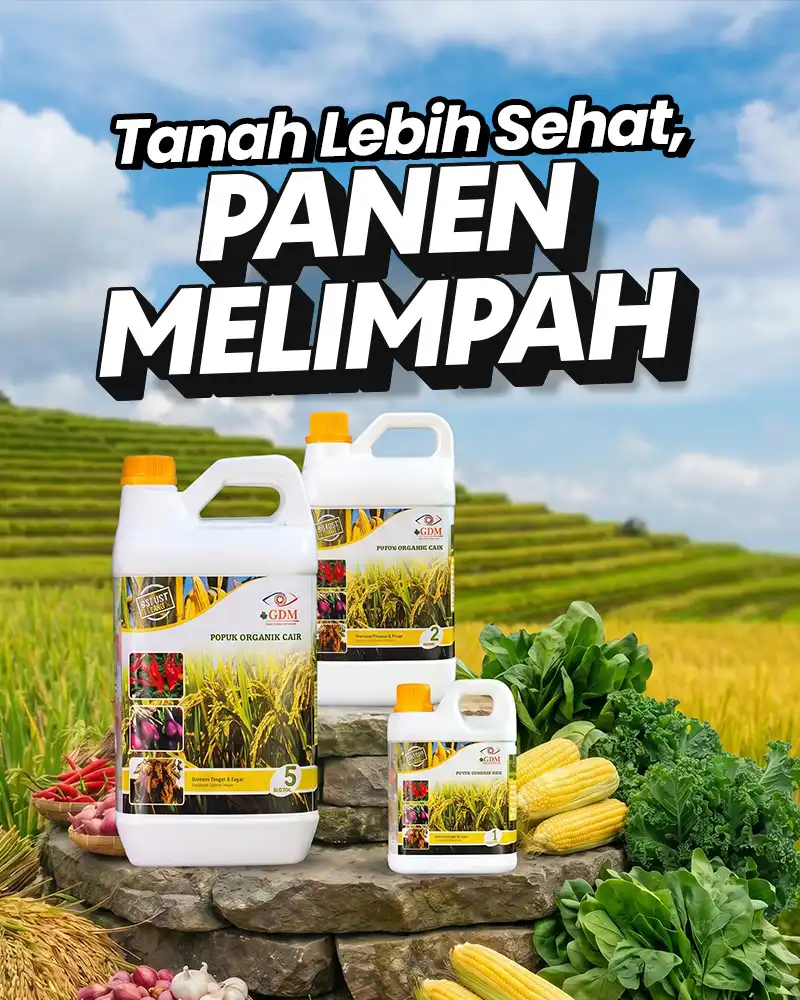 Banner Mobile Suplemen Organik Cair Spesialis Pertanian GDM - Tanah Lebih Sehat, Hasil Panen Melimpah