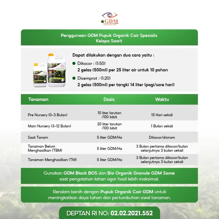 2 Cara penggunaan pupuk organik cair GDM spesialis kelapa sawit