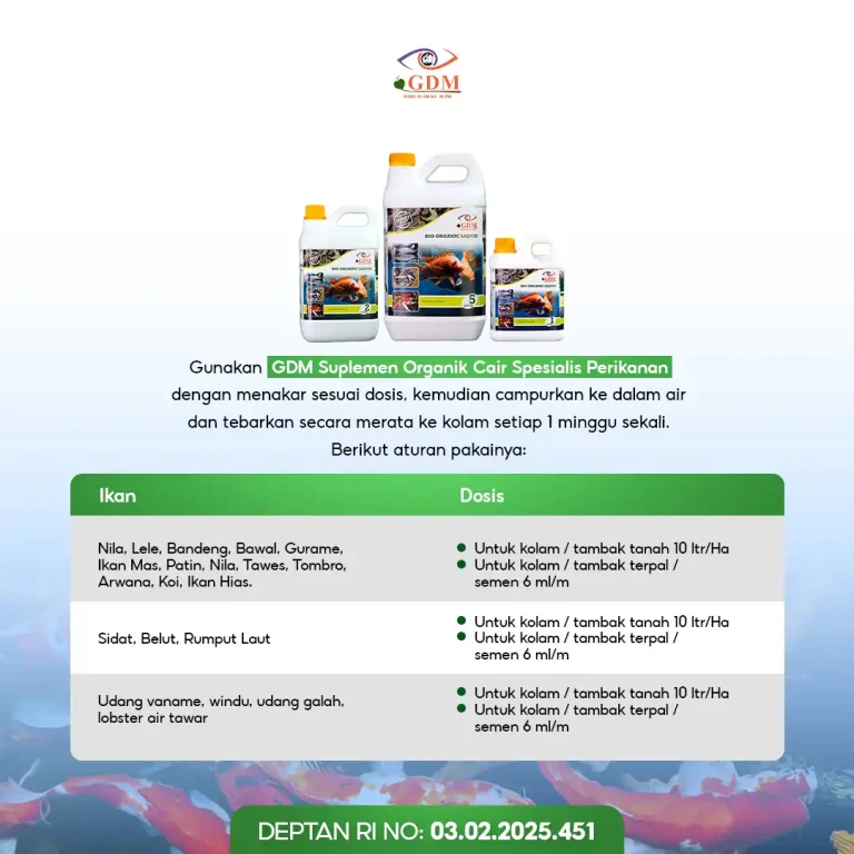 2 Tabel penggunaan Suplemen Organik Cair GDM Spesialis Perikanan untuk berbagai komoditas